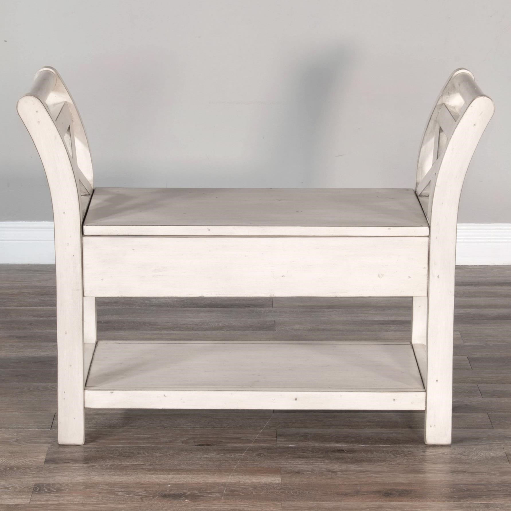 2075 34238 SUNNY WHITE SAND ACCENT BENCH WITH STORAGE 7 Day